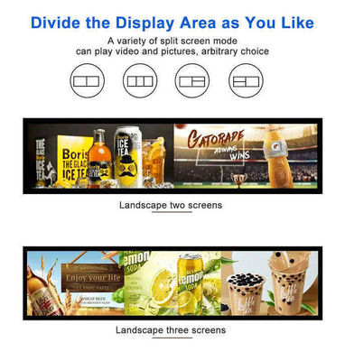 24-calowy ultra szeroka rozdzielczość rozciągnięty bar typ LCD reklamy wyświetlacz Idealny wybór dla supermarketów półki detalicznej