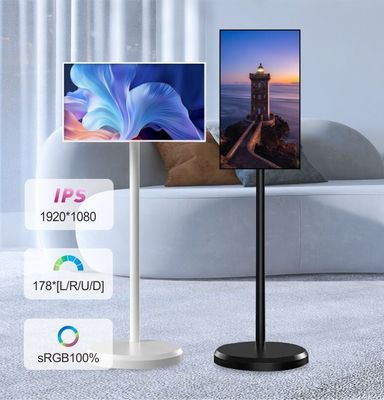 Podłogowy mobilny telewizor z pionowym wyświetlaczem 27"