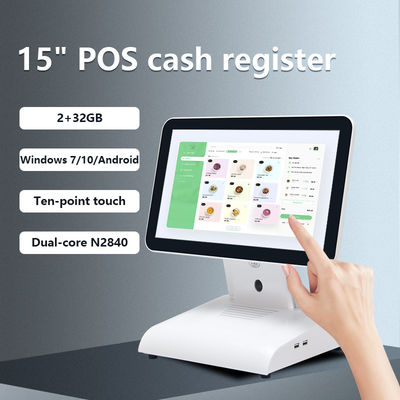 15-calowy N2840 Desktop POS Machine Restaurant POS Terminal 2+32GB System All in One POS z wyświetlaczem klienta