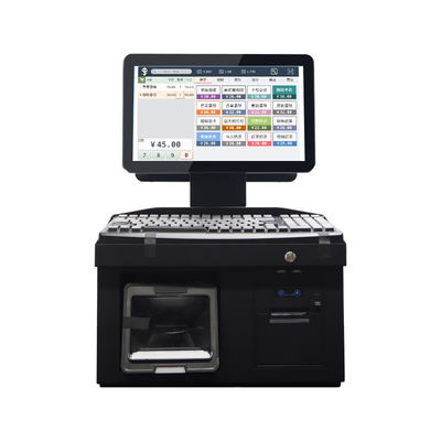 14-calowy podwójny ekran dotykowy Windows 7 POS kasa fiskalna i3 CPU 4+64GB terminal POS do komputera stacjonarnego z drukarką, klawiaturą, skanerem