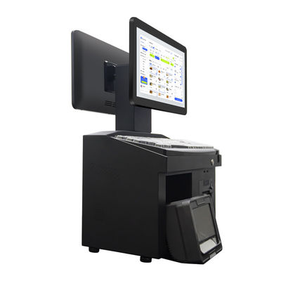 14-calowy podwójny ekran dotykowy Windows 7 POS kasa fiskalna i3 CPU 4+64GB terminal POS do komputera stacjonarnego z drukarką, klawiaturą, skanerem