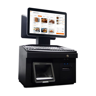 14-calowy podwójny ekran dotykowy Windows 7 POS kasa fiskalna i3 CPU 4+64GB terminal POS do komputera stacjonarnego z drukarką, klawiaturą, skanerem