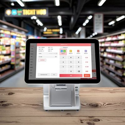 Pojemnościowy dotykowy system POS All-in-One z dwoma ekranami dla restauracji, z Wi-Fi, kasą fiskalną i pojemnością dysku twardego 32GB