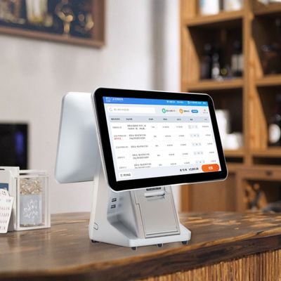 Pojemnościowy dotykowy system POS All-in-One z dwoma ekranami dla restauracji, z Wi-Fi, kasą fiskalną i pojemnością dysku twardego 32GB