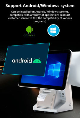 Pojemnościowy dotykowy system POS All-in-One z dwoma ekranami dla restauracji, z Wi-Fi, kasą fiskalną i pojemnością dysku twardego 32GB