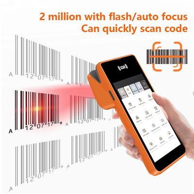 5.45-calowa przenośna ręczna maszyna POS, inteligentny terminal płatniczy NFC, pomarańczowy system POS z drukarką i aparatem