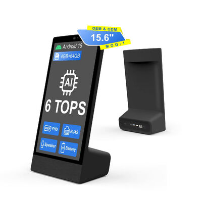 Komputer stacjonarny typu L 15,6 cala 1920x1080 android 15 tablet PC Wi-Fi NFC pojemnościowy ekran dotykowy 10000mAh Octa Core do zamawiania jedzenia na wynos z głośnikiem