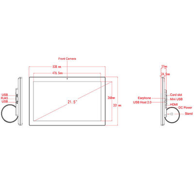Wysokiej rozdzielczości RK3399 21 Inch Android Tablet / All In One Touch Screen Computer