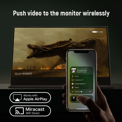 1080p 5ms Monitor dotykowy z napędem USB, 11mm Monitor bezprzewodowy dotykowy dla komputerów