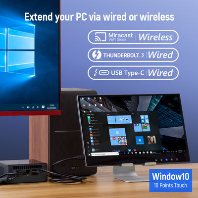 1080p 5ms Monitor dotykowy z napędem USB, 11mm Monitor bezprzewodowy dotykowy dla komputerów
