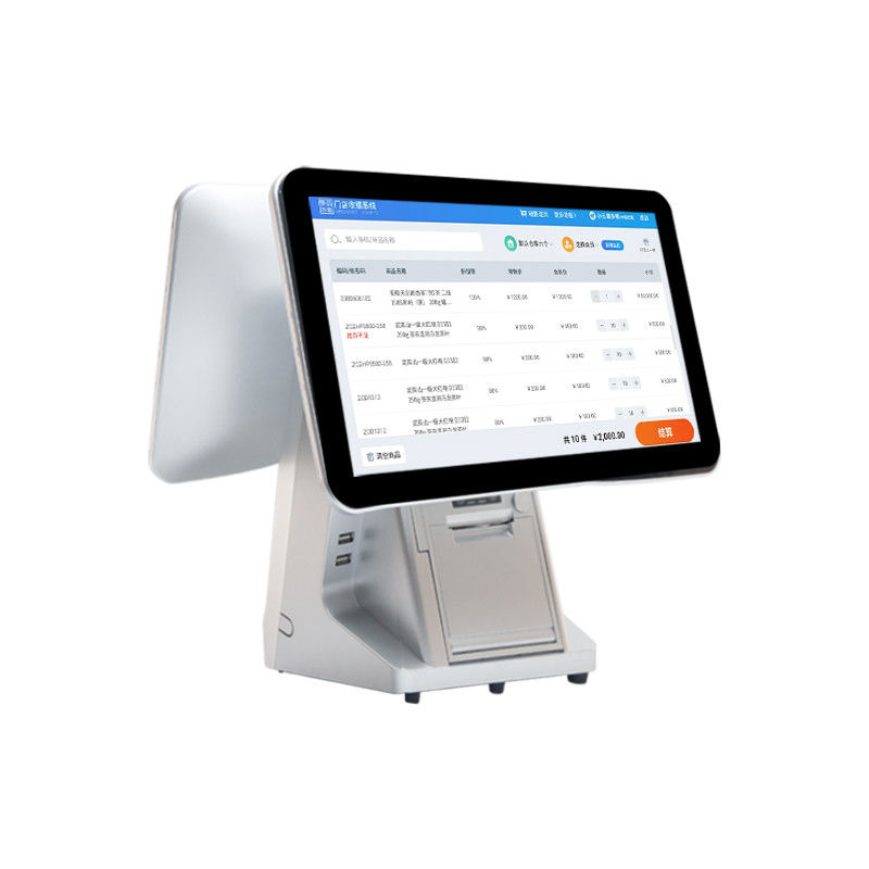 15,6'' 14'' Dwuekranowy system Android POS z szufladą na gotówkę i wszechstronnym, dotykowym, inteligentnym oprogramowaniem POS