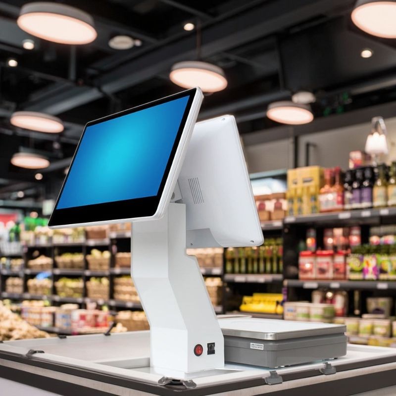 15.4 cali Dual Screen Windows Touch All in One Scale Weighing POS Supermarket Hotel's Ultimate POS Solution z WIFI/BT