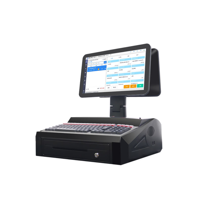 OEM ODM 15.6 Inch Dual Screen Win7 Pos Kasy N2840 Cpu 2+32GB Desktop POS Terminal z drukarką 58mm, klawiaturą
