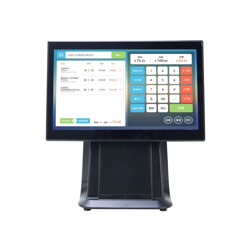 Wysokiej wydajności 15,6" I3 Procesor Ekran dotykowy All In One Supermarket Retail POS Machine z wyświetlaczem klienta